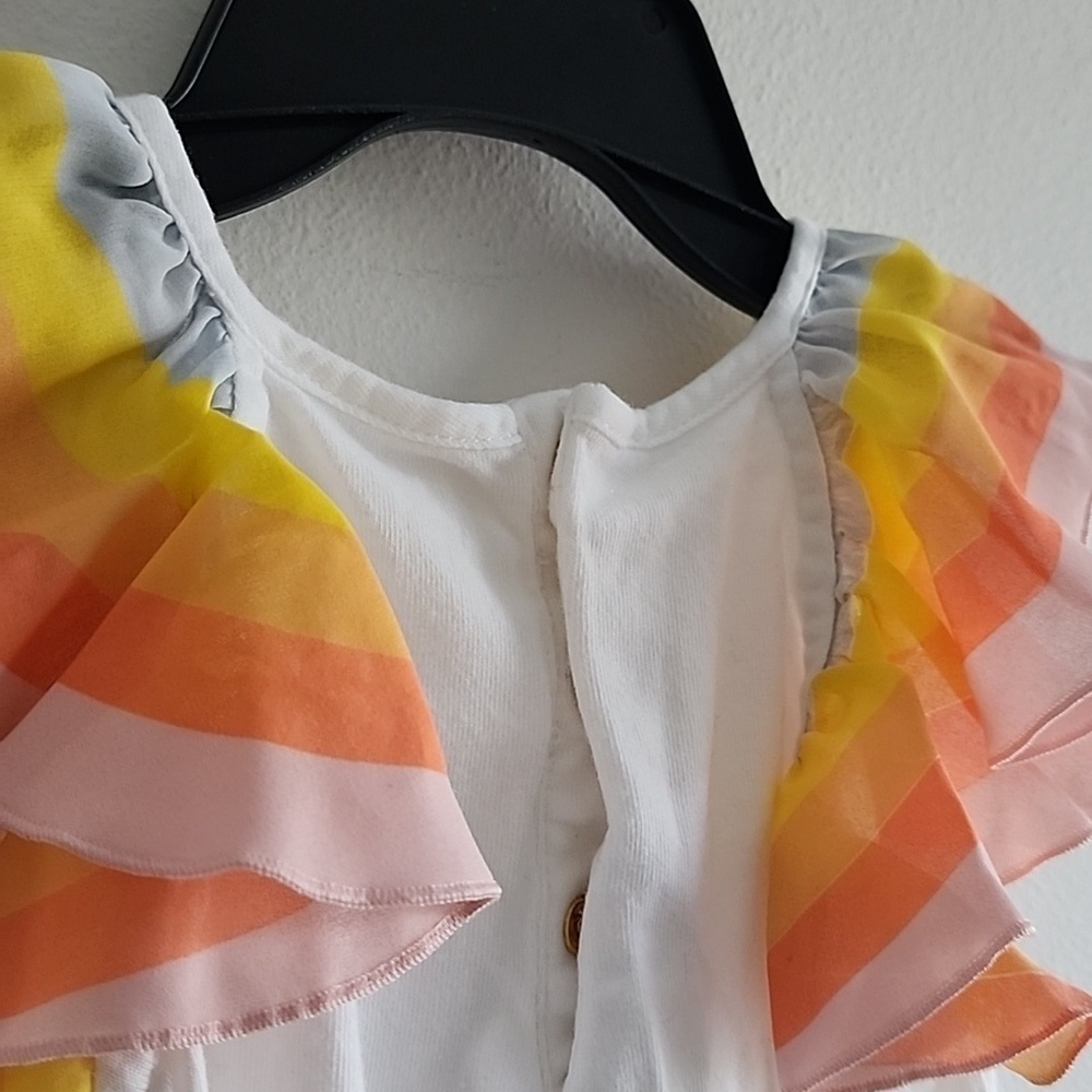 Chloé Paris Baby Girl's Designer White T-Shirt with Vibrant Ruffle Sleeves Sz 6M - Picture 10 of 14